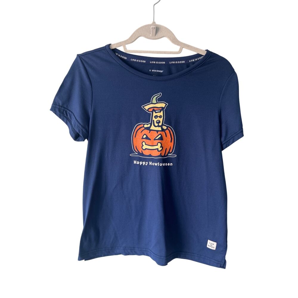 Life is Good Blue Dog Halloween Short Sleeve Sleep Tee Small